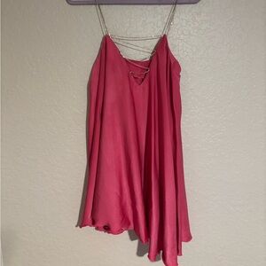 Silky Pink Diamond Strap Dress